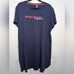 Navy Blue Graphic T-Shirt Dress